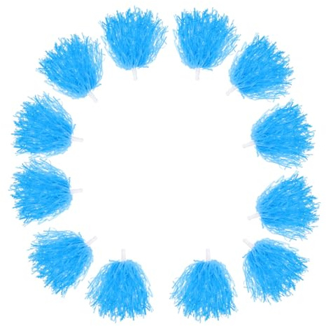Mikinona 12 pièces Lot de Pompons à Main Bleu pour Cheerleading Pompoms Durables et Brillants pour Compétitions Sportives Fêtes et Performances