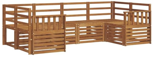 KTHLBRH 6 Piece Outdoor Sofa Set Solid Acacia Wood Garden Furniture Set Natural Acacia Wood 6 Pieces Patio Seating Group