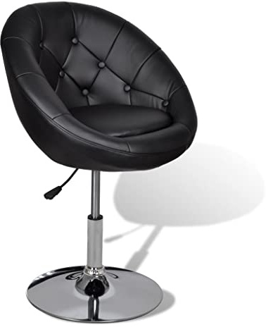 mtlskopl Chesterfield - Sillón de cóctel (altura regulable, con muelle de gas y estructura cromada, 59 x 58 x 78-94 cm), color negro