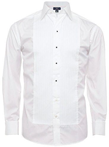 Chef Code Men's Tuxedo Shirt with 1/4 Pleats and Point Collar (X-Large, White)