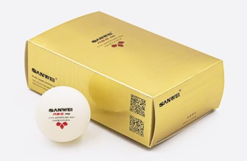 SANWEI 3 Star Tischtennisbälle, ABS, Weiß, 6 Stück, zugelassen für ITTF-Wettkämpfe