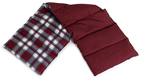 Extra langes Körnerkissen 75x20cm groß 8-Kammer. Wärmekissen (Flanell karo-rot Weizen))