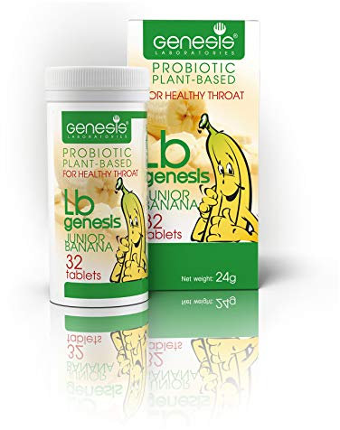 Genesis LB Junior Kids Probiotic Chewable Tablets - Banana Flavour with Xylitol, 32 Tablets for Children’s Digestive Health
