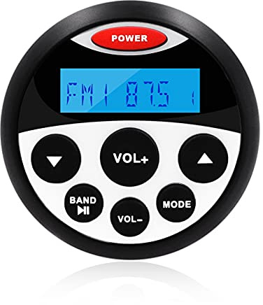 GUZARE Boat Marine Stereo Receiver Bluetooth - 45 x 4 Watts Audio AM FM Gauge Waterproof Radio Tuner Streaming for Boats Golf Cart ATV UTV and Spa Hot Tubs GR304
