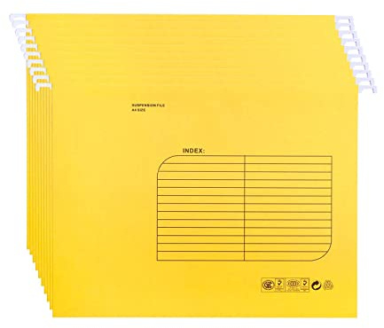 A4 Suspension Files with Tab and Card Inserts (25 Pack,Yellow)