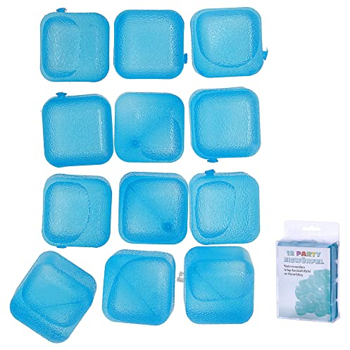 Set di 12 cubetti di ghiaccio per feste, colore turchese, 2,5 x 2,5 cm, in plastica riutilizzabili, cubetti di ghiaccio permanenti per cocktail (1 set di 12 cubetti di ghiaccio)