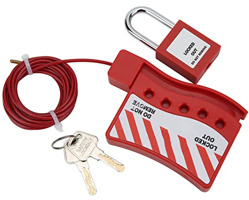 Candado de Cable, Bloqueo de Cable de Seguridad de 2 M de Longitud Universal Portátil Multiusos para Válvula de Compuerta para Gabinete Eléctrico