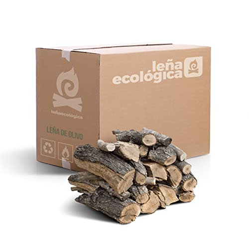 LEÑA ECOLÓGICA Leña de Olivo para Chimeneas, Estufas, Barbacoas y Hornos de Asar. 0,05m3 de leña de Olivo Troncos de leña Medianos 30-40CM Alta Durabilidad Gran Poder calorífico