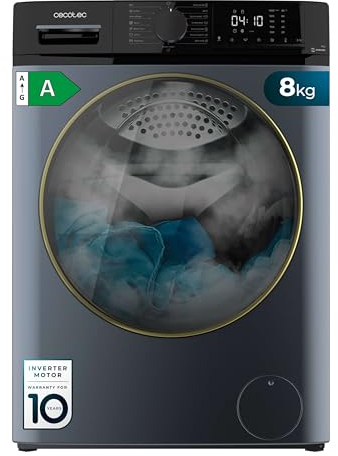 Cecotec Lave-linge 8 kg Bolero DressCode 8610 Inverter Ice Blue A. Chargement Frontal, 1400 RPM, SteamMax, Motor Inverter Plus, 15 Programmes, OnSmart, Stop&Go, DrrumClean, Caoutchouc Antibactérien