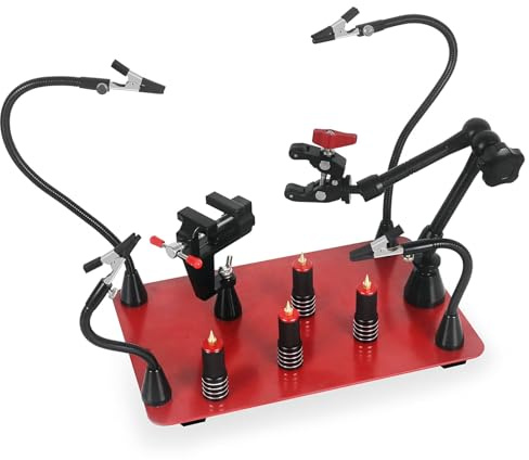 Helping Hands Soldering Magnetic Third Helper hand Station with 4 Solder Magnetic Arms, Welding Gun Holder and Waterproof Large Stable Base for Electronics PCB Clamp Jewelry Crafts Model Repair