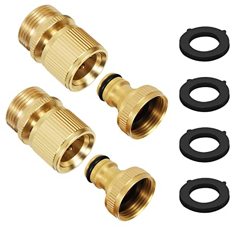 Wzzy Gurden Adaptador Conector Rápido para Manguera de Jardín, Accesorios Jardin, Conector Hembra de 3/4 Pulgadas (2 Juegos)