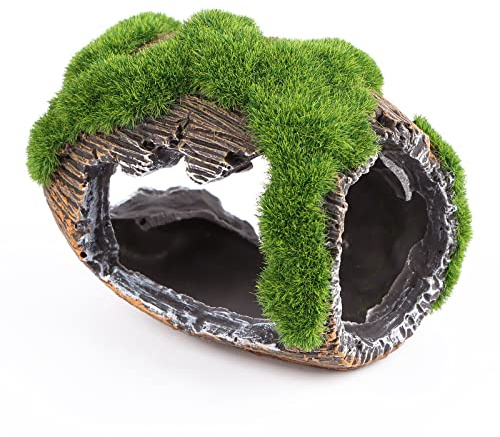 Decoración para acuario, decoración de simulación de musgo, resina, acuario, cueva, decoración, peces, tanque, accesorios para acuario, accesorios para esconder camarones (3,34 x 2,55 x 2,75 pulgadas)
