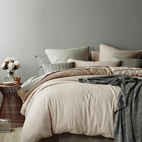 Michorinee Housse de Couette 240 x 260 cm Beige Parure de Lit Adulte 2 Personnes avec Fermeture Éclair Sets de Housse Couette en Microfibre avec 2 Taie d'oreiller 65x65 cm