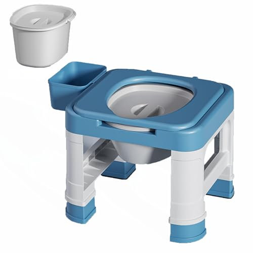 Silla con WC, Ligera, Silla de Inodoro para Discapacitados, Minusválidos, Ancianos, Silla Orinal, Reposabrazos, Asiento Ergonómico, Antideslizantes, Silla Orinal Adulto