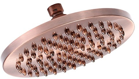 Soffione doccia fisso rotondo da 20,3 cm, in rame rosso, stile vintage, soffione doccia a pioggia, spruzzatore superiore per bagno doccia, facile installazione