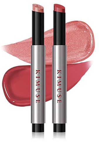 KIMUSE Juicy & Glowy Lip Balm Duo, lip plumper, Bálsamo labial con color, tinte labial hidratante, Bálsamo Labial Brillante Hidratante, Vegan