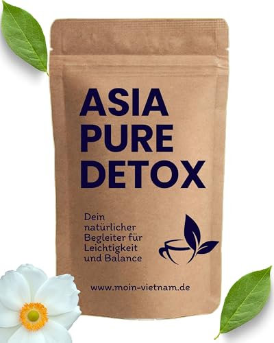 ASIA DETOX TEE - Gesund & Fit | 33 Teebeutel auf Basis von grünem Tee und Kräutern aus traditionellem Anbau in Vietnam | Heiß- oder Eistee | 100% Natur | Entgiftungskur für 30 Tage Kräutertee