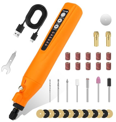 HARDELL Outils Rotatifs Multifonction 4V Sans Fil, 18000 RPM 6 Vitesses Outil Rotatif Sans Fil, Batterie Rechargeable 2Ah, 35 Accessoires pour Ponçage, Gravure, Meulage et Petits Projets à Domicile