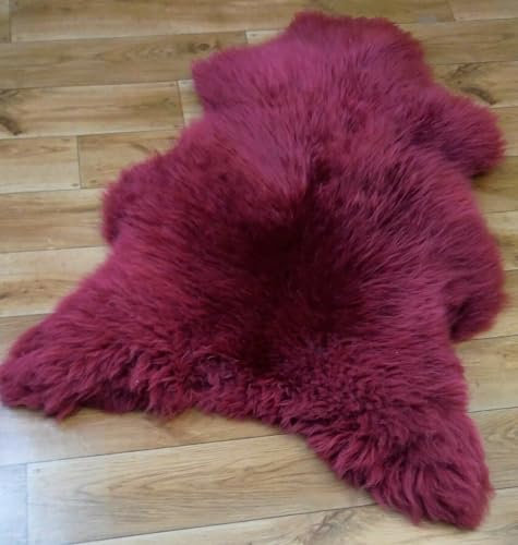 Provellus Peau d'agneau écologique - Bordeaux - Rouge - L - XXL (100-110 cm x 50-60 cm)