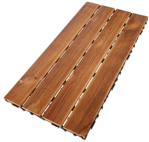 Hemobllo Carbonized Wood Floor Outdoor Interlocking Patio Tile for Balcony Deck Flooring Wooden Panels for Walls