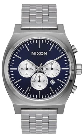 Nixon Time Teller Armbanduhr für Herren in der Farbe Silber mit Armband aus Edelstahl, Wasserdichtigkeit: 10 bar, Gehäusedurchmesser: 40,5 mm, A972-5327-00