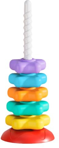 Rainbow Stacking Stars Toy, Spinner Tower Stacker, Educational Star-Shaped Stacking Rings, Colorful Baby Development Toy, Motor Skill & Hand-Eye Coordination Builder