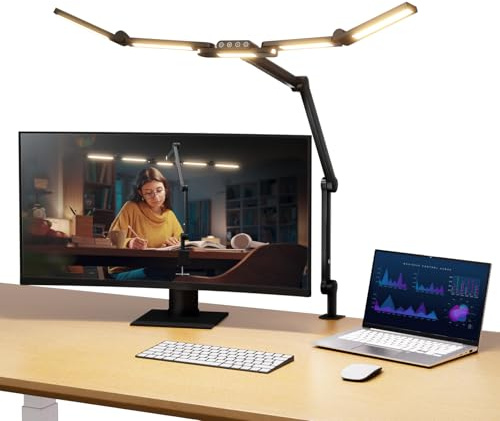 NEEWRE BASICS 32,5 Luce LED per Ufficio Domestico, Luce con Morsetto per Architetto Dimmerabile 23W, 5 Barre LED per Computer Drafting Table Desk Videoconferenza Atmosfera, DL01