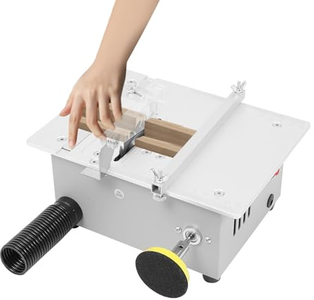 Repomanda Mini sega da tavolo da 240 W, con 4 lame e disco per lucidatura, sega di precisione 5000 giri/min, altezza di taglio 0,1 – 20 mm, per legno acrilico, PCB modellismo, hobbistica