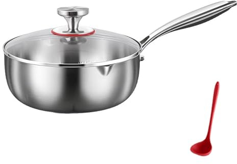 Padella in Titanio Plateful con Coperchio, Casseruola Yukihira in Titanio, Design a Doppio Beccuccio, Antigraffio, Non Rivestito, Adatto a Tutti i Tipi di Fornelli (24cm)