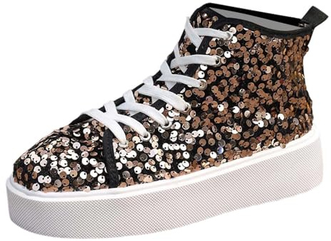 Scarpe con Paillettes con. Glitter Scarpe da Ginnastica Brillanti Sneakers Donna Bianche Campus Rosse Platform Sportive Luccicanti Festive Argento Rosa Chunky Invernali Eleganti 36 Leopardate Beige