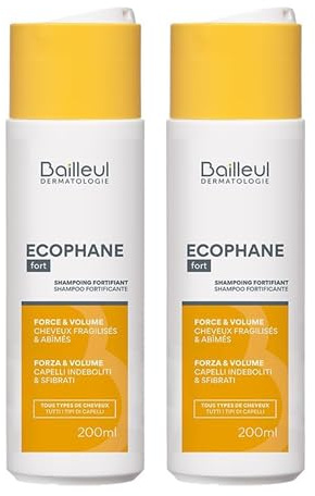 Bailleul | Ecophane Fort | Shampoing Fortifiant | Lot de 2 x 200 ml | Cheveux Secs, Abîmés & Ternes | Force, Éclat & Volume