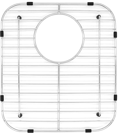 Vestamore Sink Grate for Single Bowl Sinks, 13.2 X 11.8 Inches Sink Grid, Stainless Steel Sink Protector Rack, Metal Sink Grate with Rear Drain Hole, Non-Slip Silicone Feet