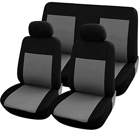 Rebeca Shop COPRISEDILI UNIVERSALI per Auto Kit Anteriore E Posteriore Vari colori Soft Confortevole Traspirante Protezione per Sedili Auto (Grigio/Nero)