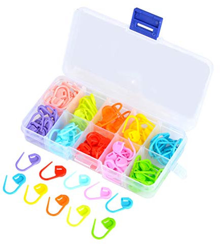 HONMIED 120 Stück Stricken Maschenmarkierer Häkelhaken Strickmarker Locking Strickhäkeln Nadelmarkierer Verschließbare Stitch Nadel Klip Marker mit Aufbewahrungsbox