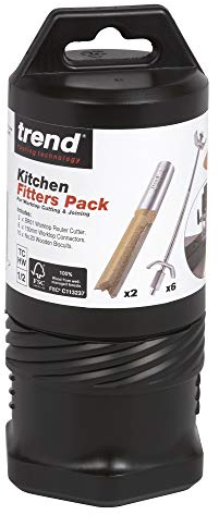Trend Kitchen Fitters Pack with Straight Two Flute Worktop Router Cutters, Connecting Bolts and 10 x No.20 Biscuits, BR/KFP/1