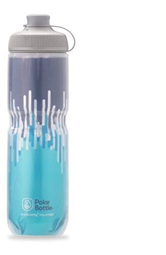 Polar Bottle - Zipper - 24oz Muck, Slate Blue & Turquoise - Insulated Water Bottle - Ideal for Your Mountain Bike Adventure - Keeps Water Cooler Longer, Fits Most Bike Bottle Cages