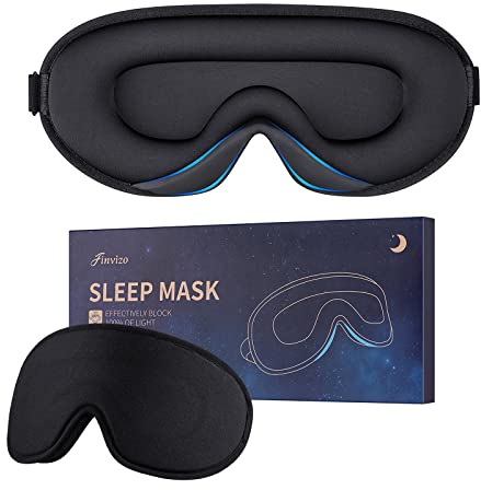 Sleep Eye Mask for Women Men- Silk Soft Foam Comfortable Sleeping Mask, Eye Cover Blindfold at Night Block Out Light Eye Shade Cover for Travel Yoga Nap, Black