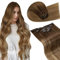 LaaVoo Extensions Echthaar Clip in Braun Echthaar Extensions Clip Mittelbraun Balayage Hellbraun Ombre Dunkelblond Remy Menschenhaar Doppelt Tressen 30cm 5pcs 80g #6/8/14