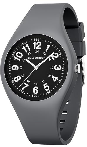 GOLDEN HOUR Armbanduhr Damen wasserdichte Digital Analoge, Unisex-Sportuhren für Uhr Damen Studenten Mädchen Jungs – leuchtende, Leicht Ablesbares Zifferblatt, Silikonarmband Krankenschwester Uhren