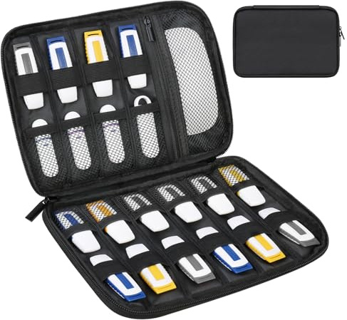 Lacdo USB-Flash-Laufwerk USB-Stick-Halter Organizer Tragbares elektronisches Zubehör Aufbewahrungstasche für SanDisk/SamData/Samsung USB-Flash-Laufwerke Jump Drive Memory Stick, SD-Karte, Kabel, Grau