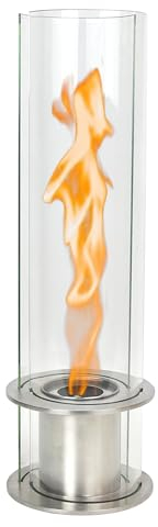 Einzigartiger Tischkamin, Ethanol Kamin, Bioethanol Tischfeuer, Feuerschale aus Beton, Indoor & Outdoor, Tischdeko für den Innenraum und draußen, für Balkon, Terrasse, Gartenfackel (Edelstahl)