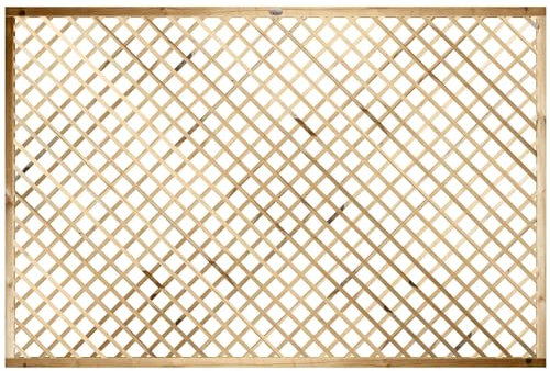 Premier Elite Alderley Rounded Edge Smooth Lattice Trellis Pressure Treated Fence Topper Panel or Wall Climber Width: 6ft (183cm) x Height: 4ft (120cm | 1200mm) Standard 40mm x 40mm Hole Design