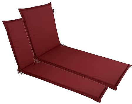 LILENO HOME 2er Set Sonnenliege mit Rollen, gepolstert rot (188 x 60 x 5 cm)