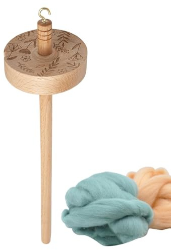 Spiral droppspindel - DIY träspindel med skåra och metallkrok för handspinning | Nybörjarverktyg för tillverkning av garn, snurrfiber, ull och projekt