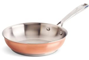 Qulinart Padella Copper+ in pelle e acciaio inox triply multistrato – tutti i fuochi inclusi induzione, adatto per forno, frigorifero, lavastoviglie, antiaderente senza PFOA, Ø 28 cm