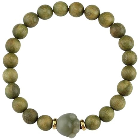 Retro grönt sandelträarmband for kvinnor | Träsmycken for studenter | Unik design med en enda ring