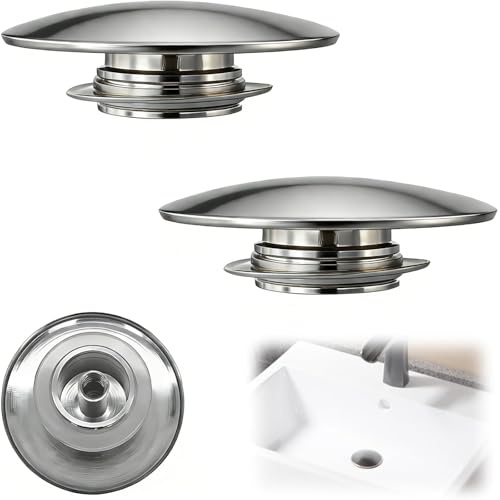 Koprek 2 Pcs 66 mm Bathroom Sink Push Button Replacement Parts, Universal Bathroom Pop Up Sink Plug Replacement, Pop Up Bath Plug for Easy Install, for Most Bathroom Vanities, Sinks and Bathtubs