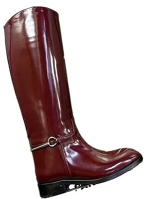 KJBDQQH botas de agua para mujer Botas altas hasta la rodilla for mujer, punta redonda, tacón bajo, suela gruesa, for caballero y motociclista.(Wine red,35)