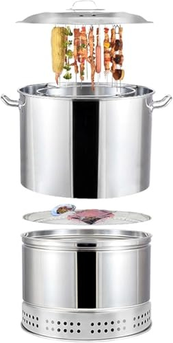 Portable Charcoal Barrel BBQ Grill 360°Rolling Grilling Basket Stainless Steel Hanging Stove for Outdoor Camping