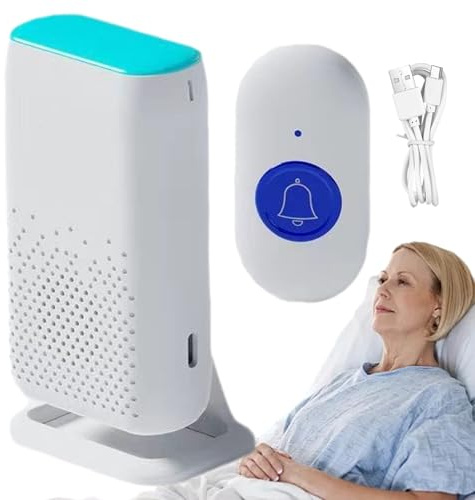 Pulsante di chiamata di emergenza senza fili – Campanello di chiamata di emergenza intelligente ricaricabile con luce LED impermeabile IP68 | cicalino senza fili a 4 livelli di volume, salvagente per